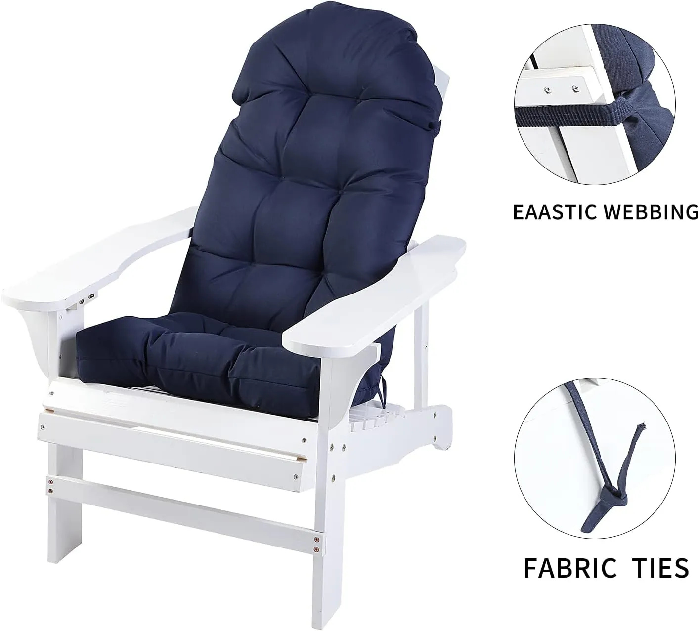 Enipate Weather Resistant Adirondack Chair Cushions High Back Indoor Outdoor Patio Tufted Lounge Cushion Seat Pads
