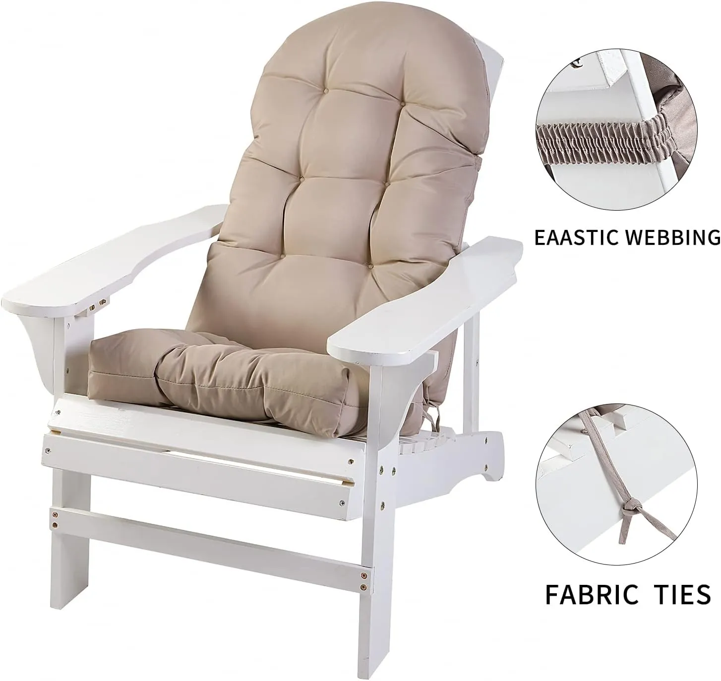 Enipate Weather Resistant Adirondack Chair Cushions High Back Indoor Outdoor Patio Tufted Lounge Cushion Seat Pads