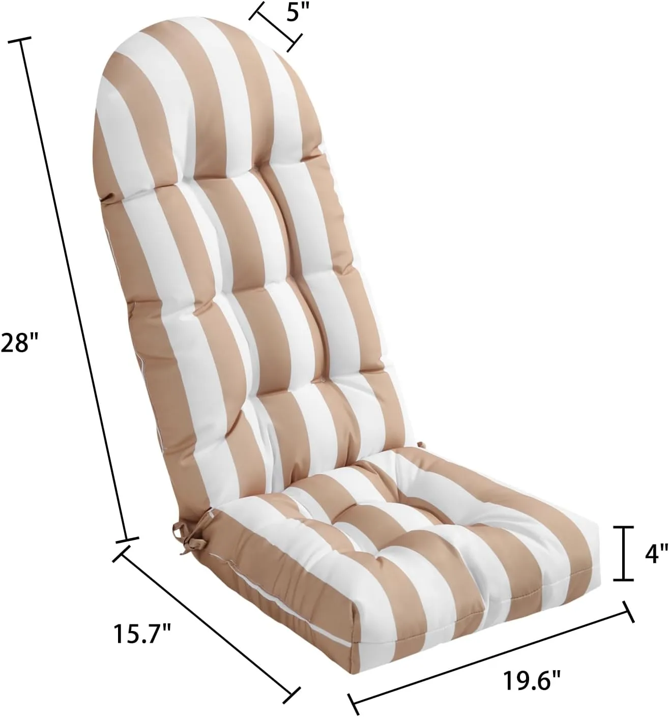 Enipate Weather Resistant Adirondack Chair Cushions High Back Indoor Outdoor Patio Tufted Lounge Cushion Seat Pads