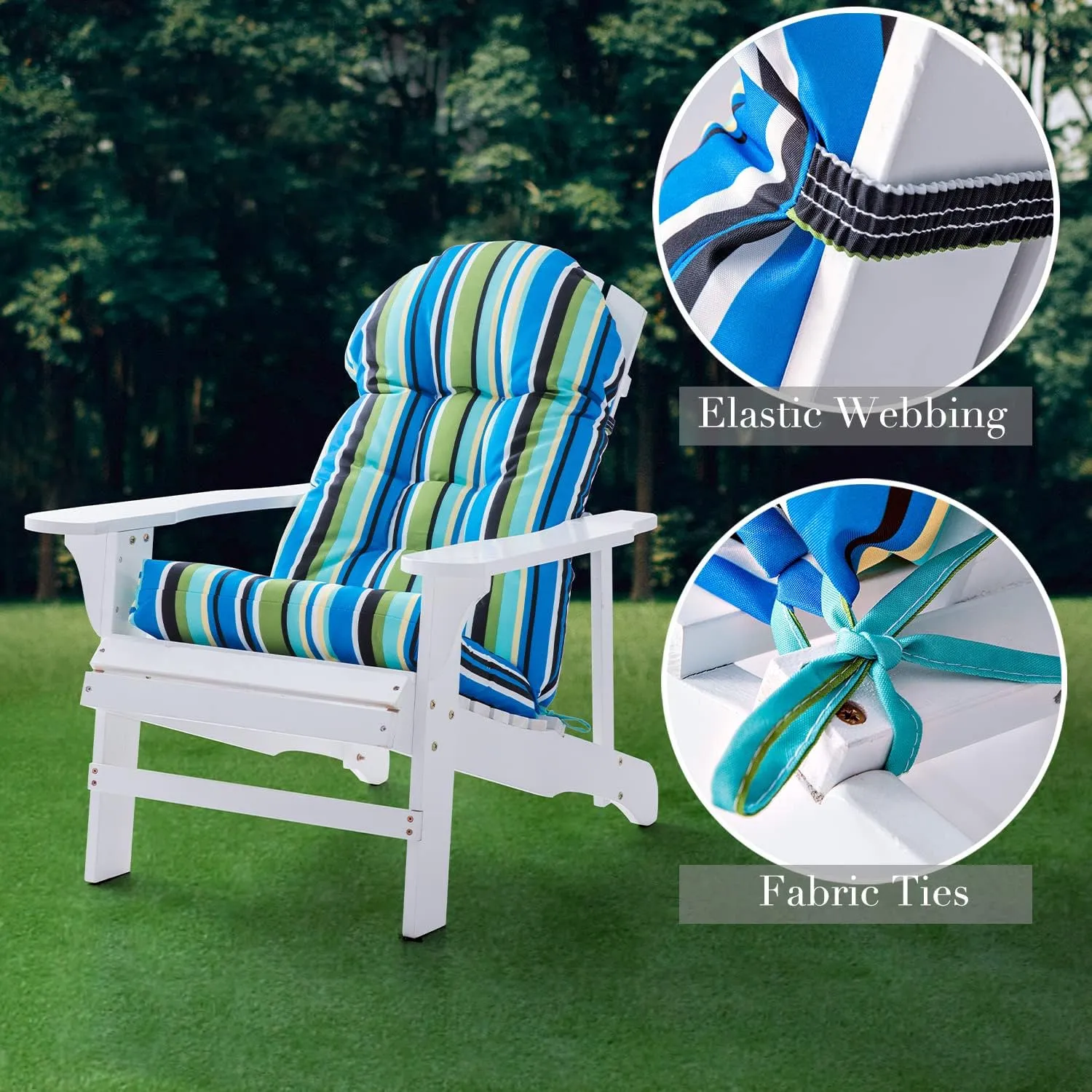 Enipate Weather Resistant Adirondack Chair Cushions High Back Indoor Outdoor Patio Tufted Thicken Lounge Cushion Seat Pads