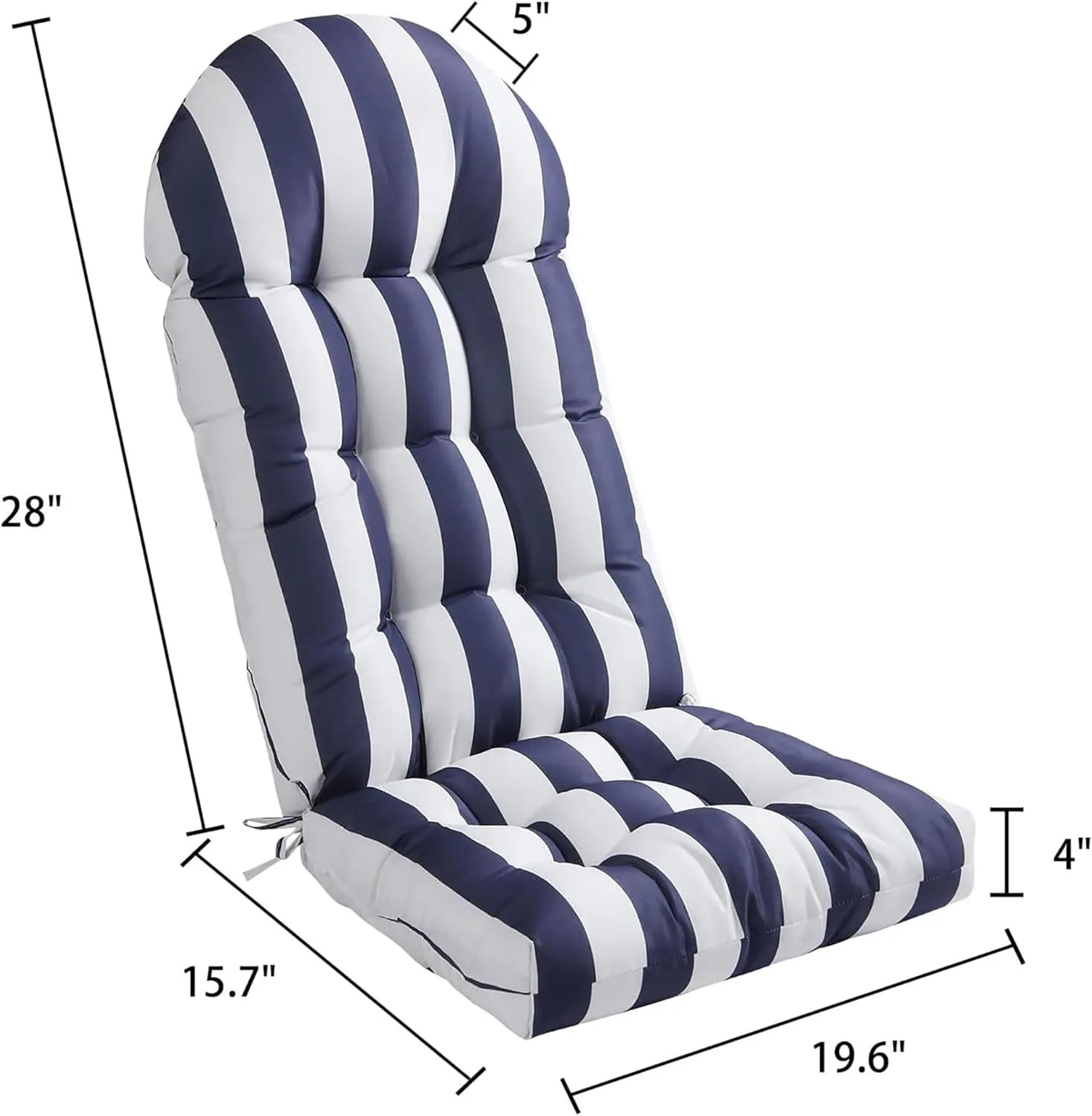 Enipate Weather Resistant Adirondack Chair Cushions Set of 2 High Back Indoor Outdoor Patio Tufted Lounge Cushion Seat Pads