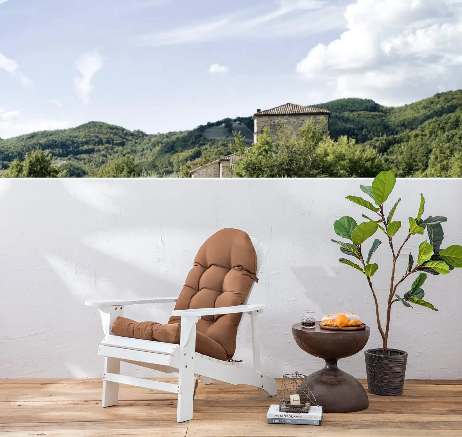 Enipate Weather Resistant Cushions for Adirondack Chair High Back Indoor Outdoor Patio Tufted Lounge Cushion Seat Pads