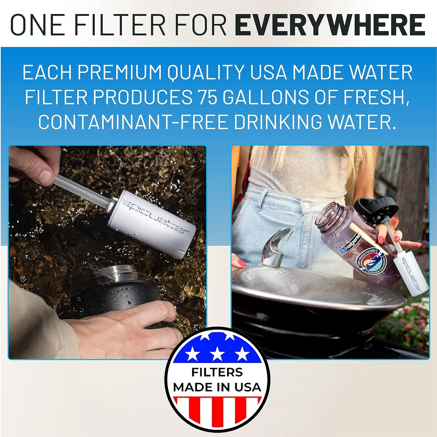Epic Water Filters Nalgene OG Water Bottle with Filter, USA Made, BPA Free, Removes 99.99% Tap Water Contaminants, Forever Chemicals, Atomic Child, 32 oz
