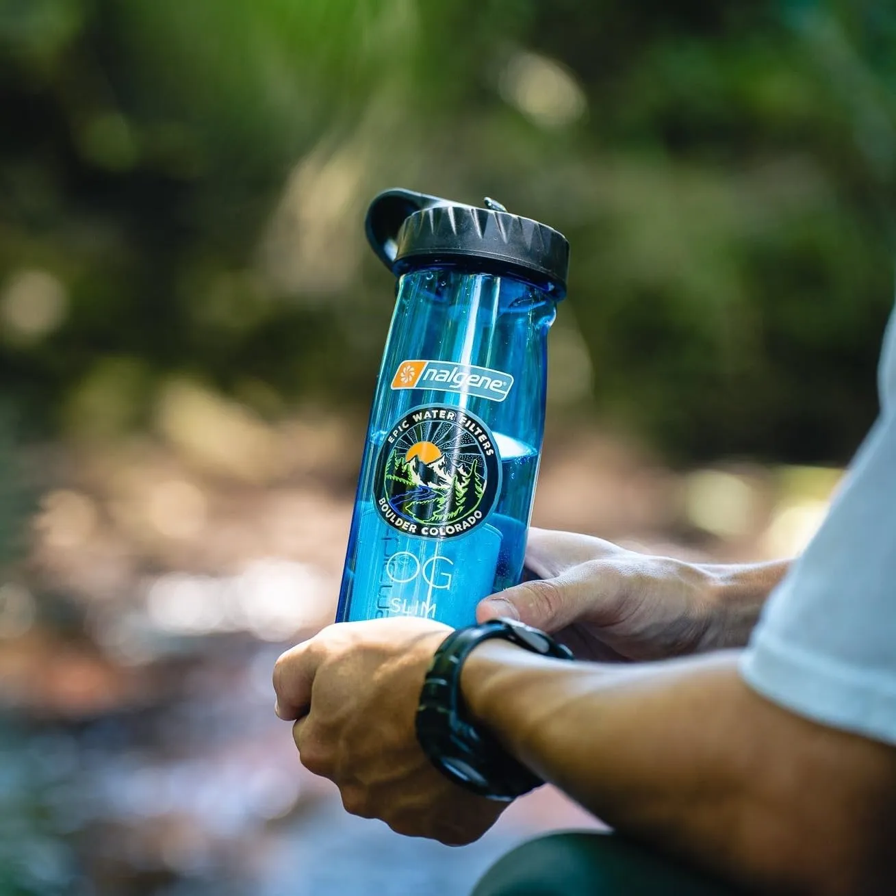 Epic Water Filters Nalgene OG Water Bottle with Filter, USA Made, BPA Free, Removes 99.99% Tap Water Contaminants, Forever Chemicals, Slate Blue, 24 oz