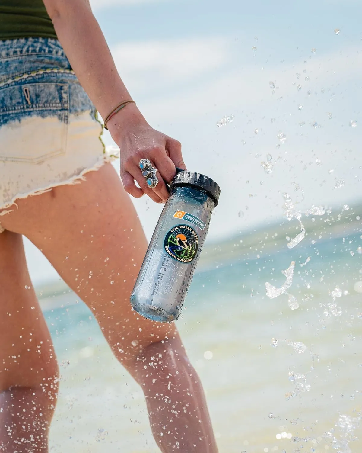 Epic Water Filters Nalgene OG Water Bottle with Filter, USA Made, BPA Free, Removes 99.99% Tap Water Contaminants, Forever Chemicals, Smoke Grey, 32 oz