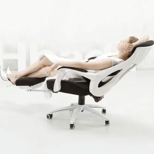 Ergonomic E-Sports Chair with Footrest Mesh Breathable Office Backrest Chair Simple Style Computer Desk Chair (Color : Black)