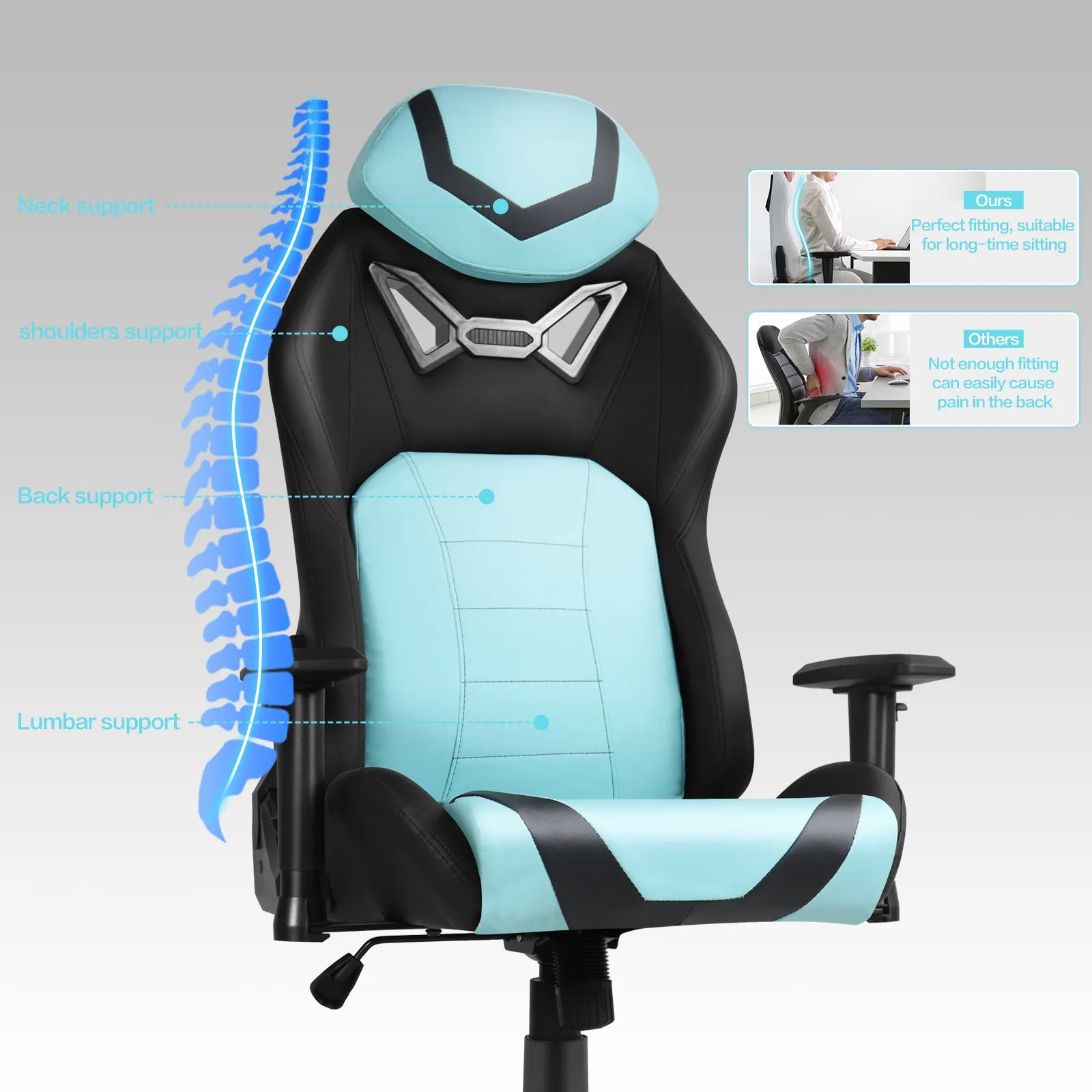 Ergonomic Gaming Chairs for Adults with High-Density Memory Foam | Swivel Comfortable Office Chair, Big and Tall Video Game Chair, High Back Computer Chair for Home, Office