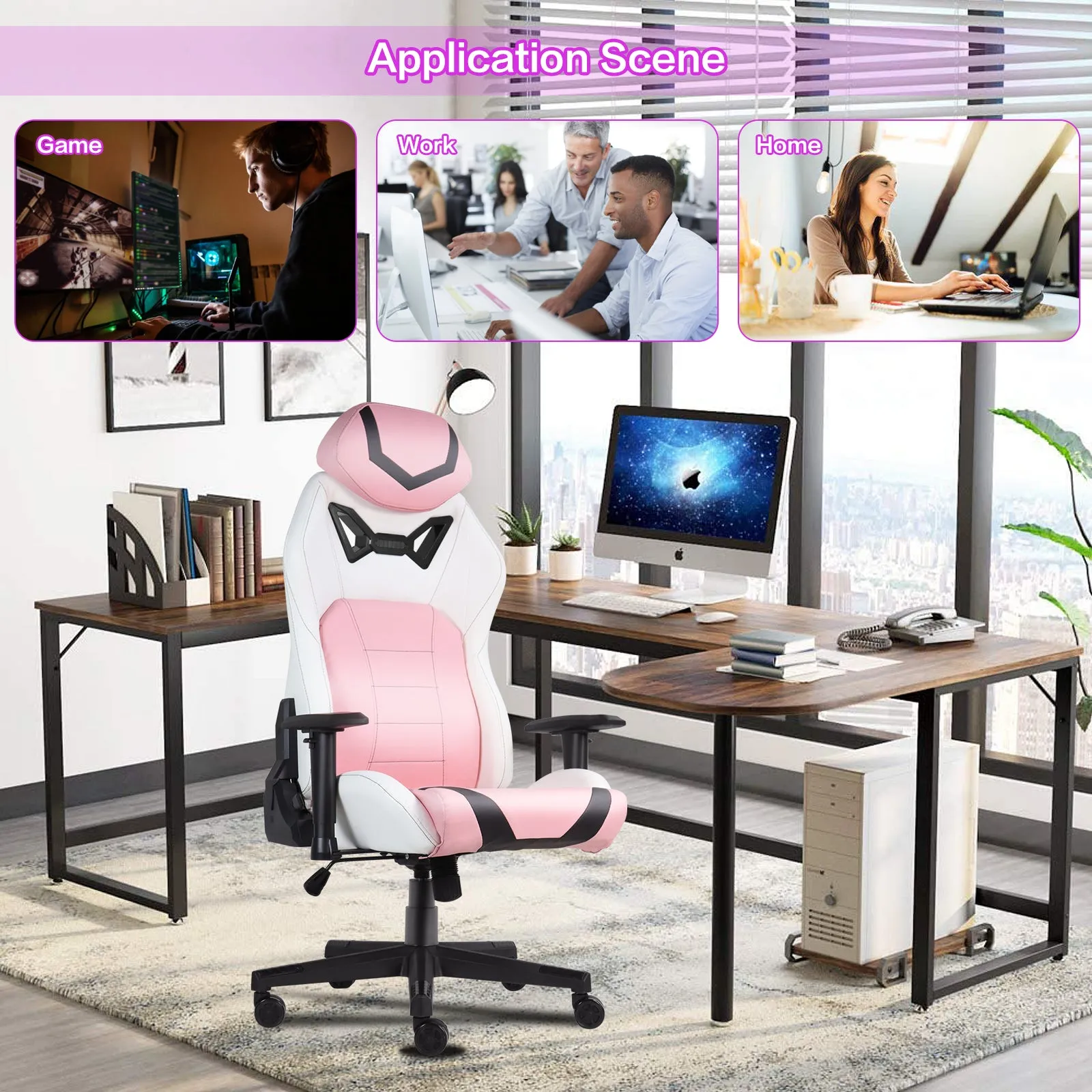 Ergonomic Gaming Chairs for Adults with High-Density Memory Foam | Swivel Comfortable Office Chair, Big and Tall Video Game Chair, High Back Computer Chair for Home, Office