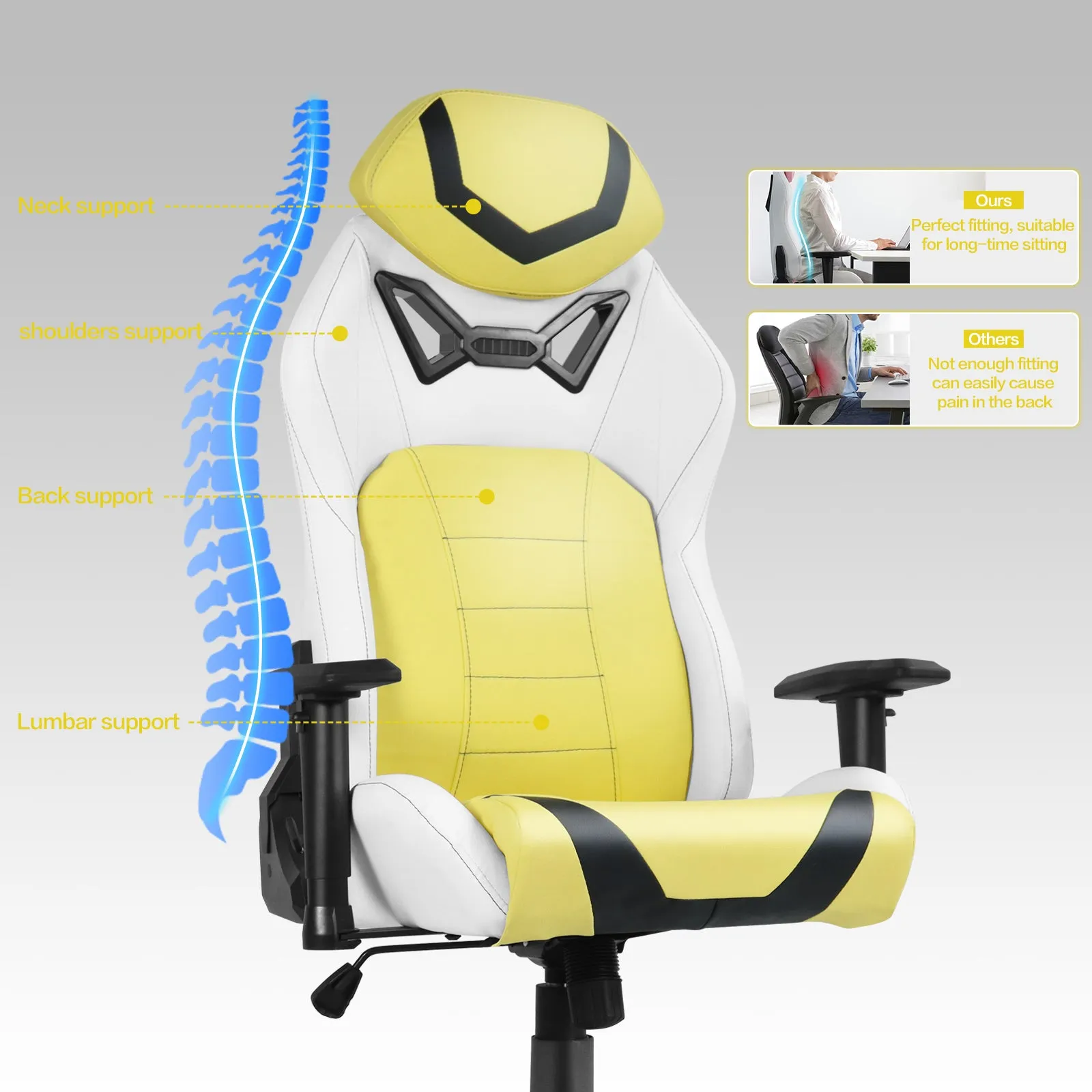 Ergonomic Gaming Chairs for Adults with High-Density Memory Foam | Swivel Comfortable Office Chair, Big and Tall Video Game Chair, High Back Computer Chair for Home, Office