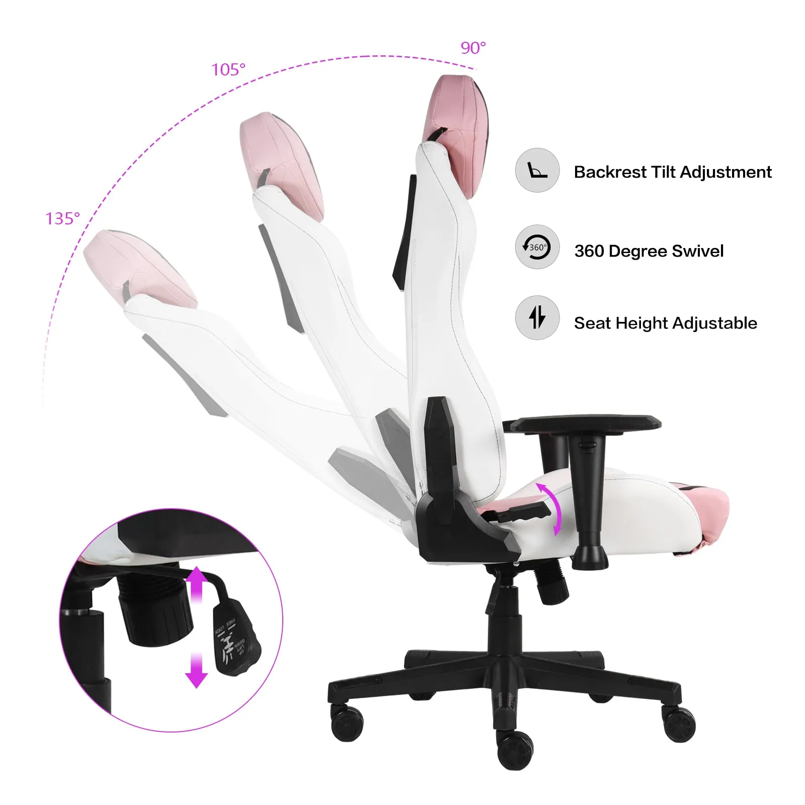 Ergonomic Gaming Chairs for Adults with High-Density Memory Foam | Swivel Comfortable Office Chair, Big and Tall Video Game Chair, High Back Computer Chair for Home, Office