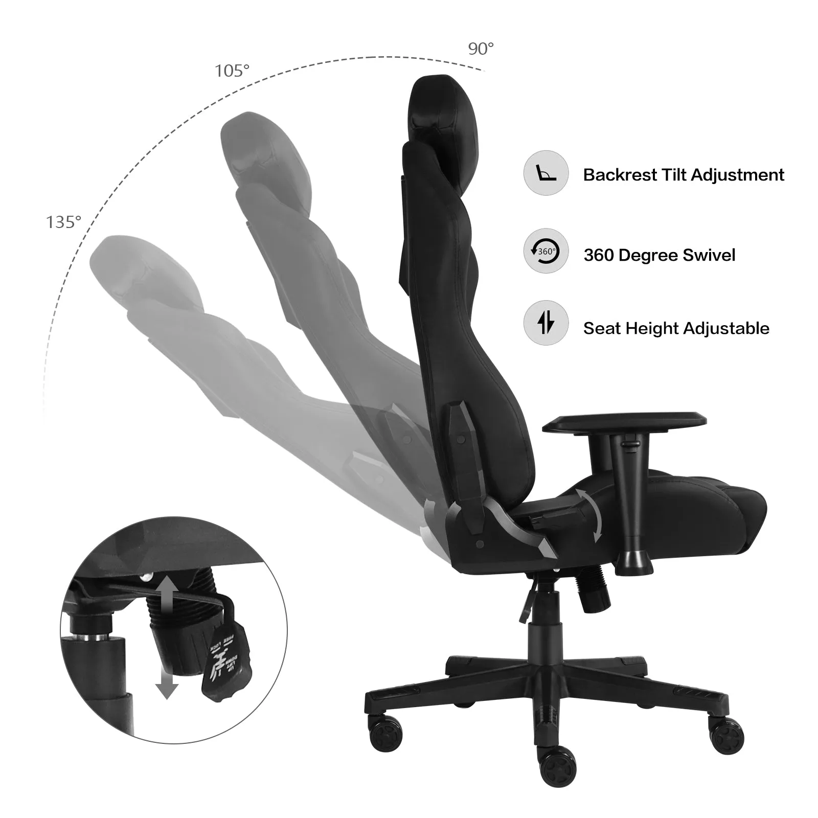 Ergonomic Gaming Chairs for Adults with High-Density Memory Foam | Swivel Comfortable Office Chair, Big and Tall Video Game Chair, High Back Computer Chair for Home, Office