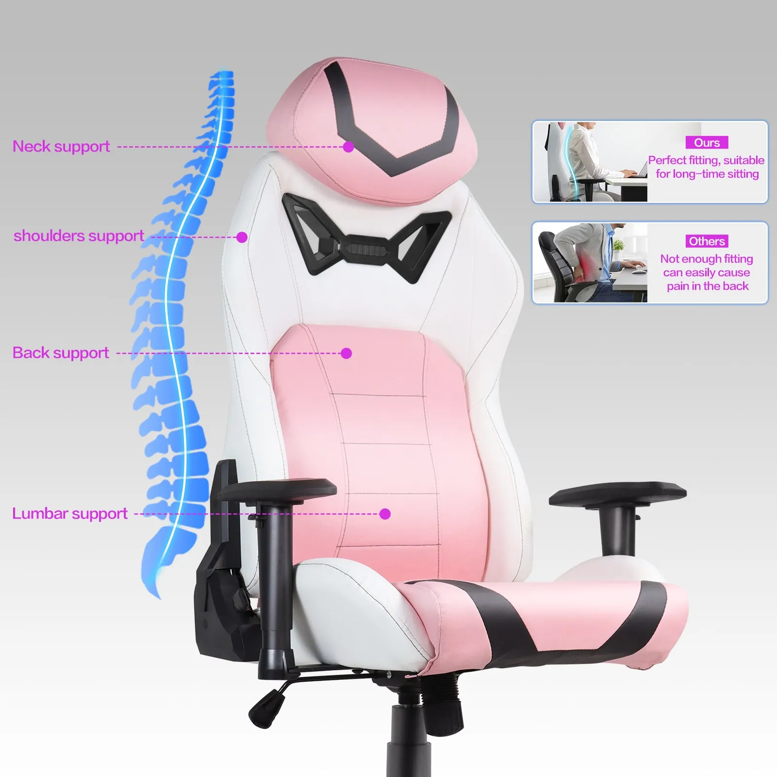 Ergonomic Gaming Chairs for Adults with High-Density Memory Foam | Swivel Comfortable Office Chair, Big and Tall Video Game Chair, High Back Computer Chair for Home, Office