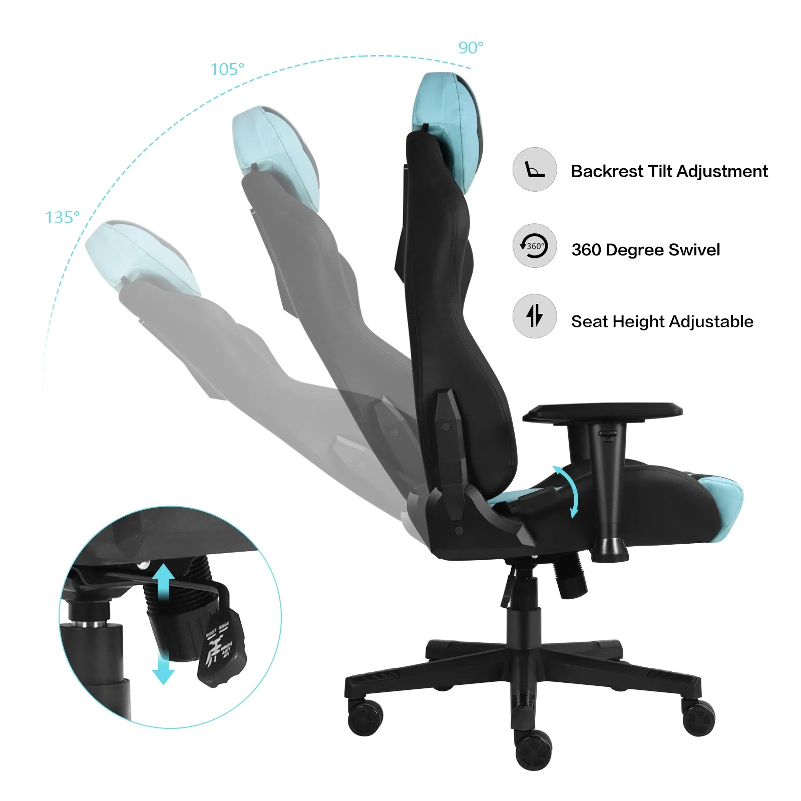 Ergonomic Gaming Chairs for Adults with High-Density Memory Foam | Swivel Comfortable Office Chair, Big and Tall Video Game Chair, High Back Computer Chair for Home, Office