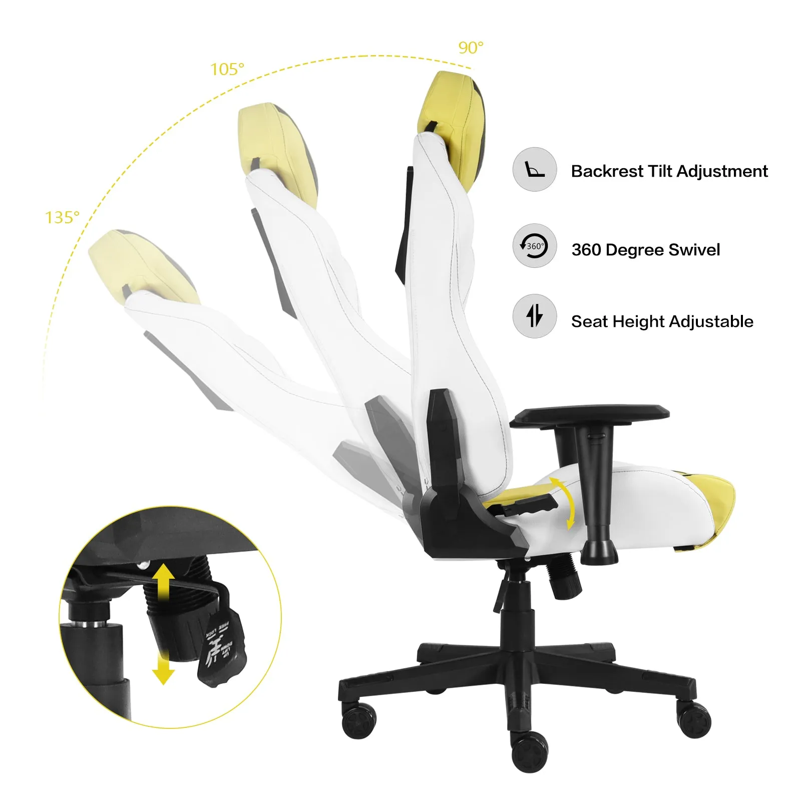 Ergonomic Gaming Chairs for Adults with High-Density Memory Foam | Swivel Comfortable Office Chair, Big and Tall Video Game Chair, High Back Computer Chair for Home, Office
