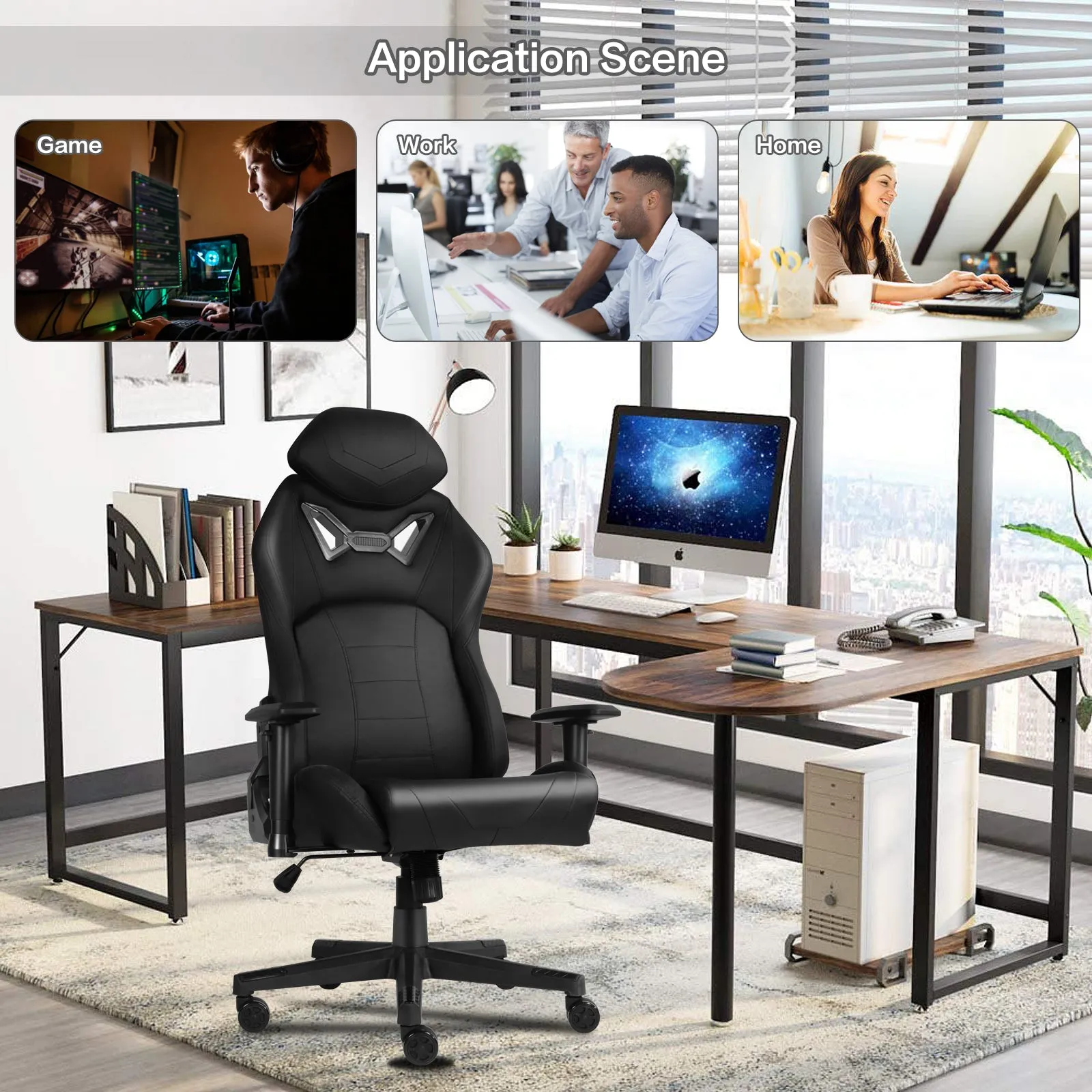 Ergonomic Gaming Chairs for Adults with High-Density Memory Foam | Swivel Comfortable Office Chair, Big and Tall Video Game Chair, High Back Computer Chair for Home, Office