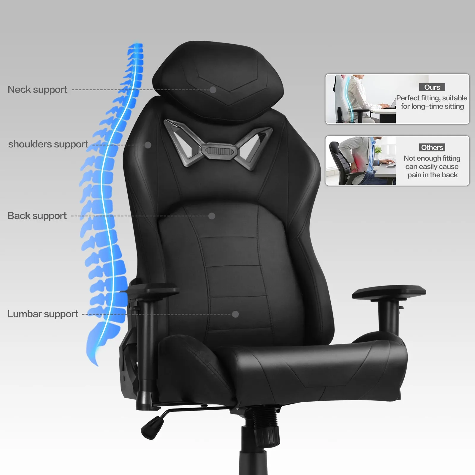 Ergonomic Gaming Chairs for Adults with High-Density Memory Foam | Swivel Comfortable Office Chair, Big and Tall Video Game Chair, High Back Computer Chair for Home, Office