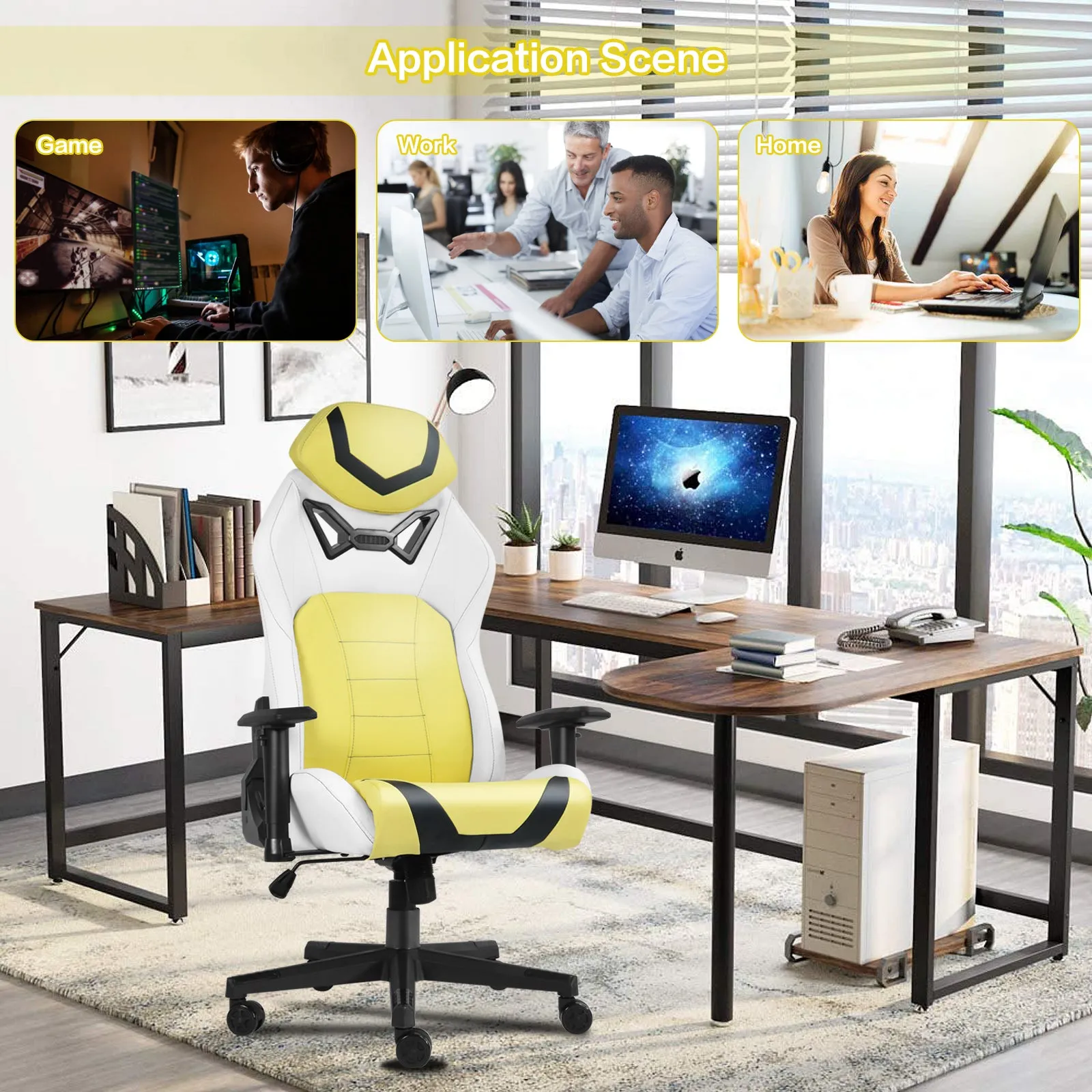 Ergonomic Gaming Chairs for Adults with High-Density Memory Foam | Swivel Comfortable Office Chair, Big and Tall Video Game Chair, High Back Computer Chair for Home, Office