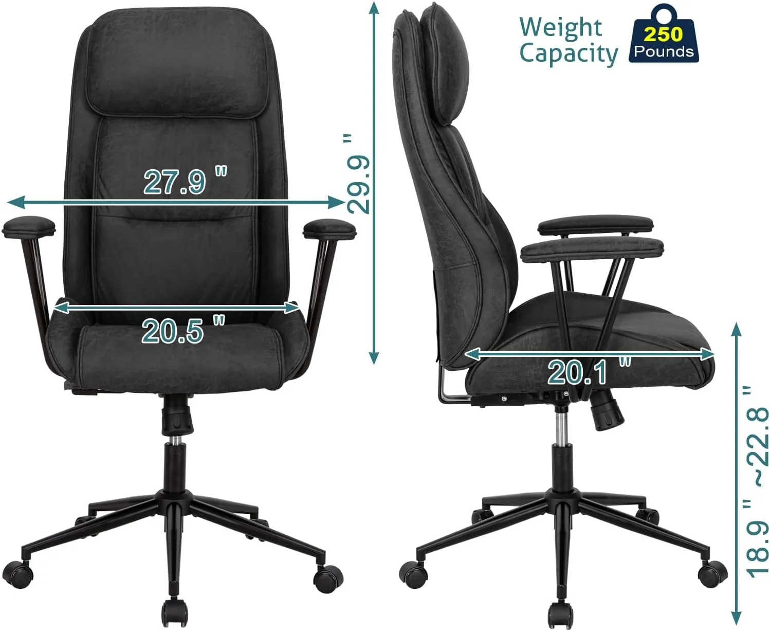 Ergonomic Home Office Desk Chair with Lumbar Support,Modern Reclining Office Chair,High Back Swivel Rolling Task Computer Executive Chair,Comfy Conference Room Chairs,330lbs (Black)