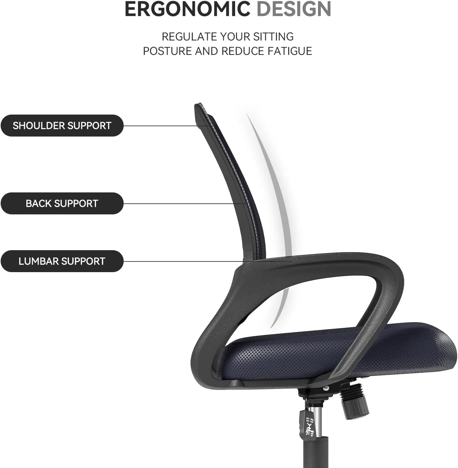 Ergonomic Office Chair with Lumbar Support, Adjustable Height Swivel Mesh Computer Desk Chair with Rolling Wheels for Home, Office and Gaming, Gray
