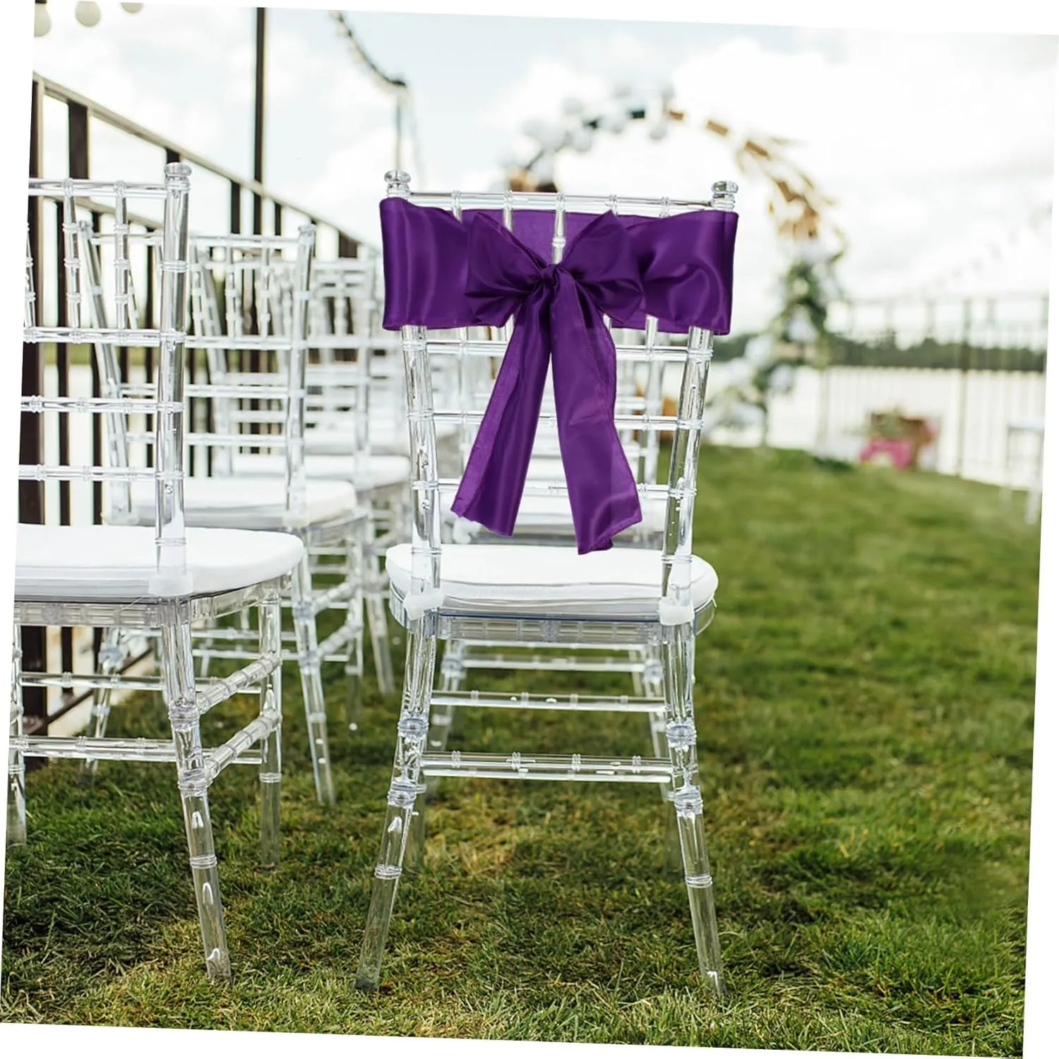 ERINGOGO 10pcs Satin Chair Sashes Bow Tie Back Chair Ribbon Decor for Wedding Banquet