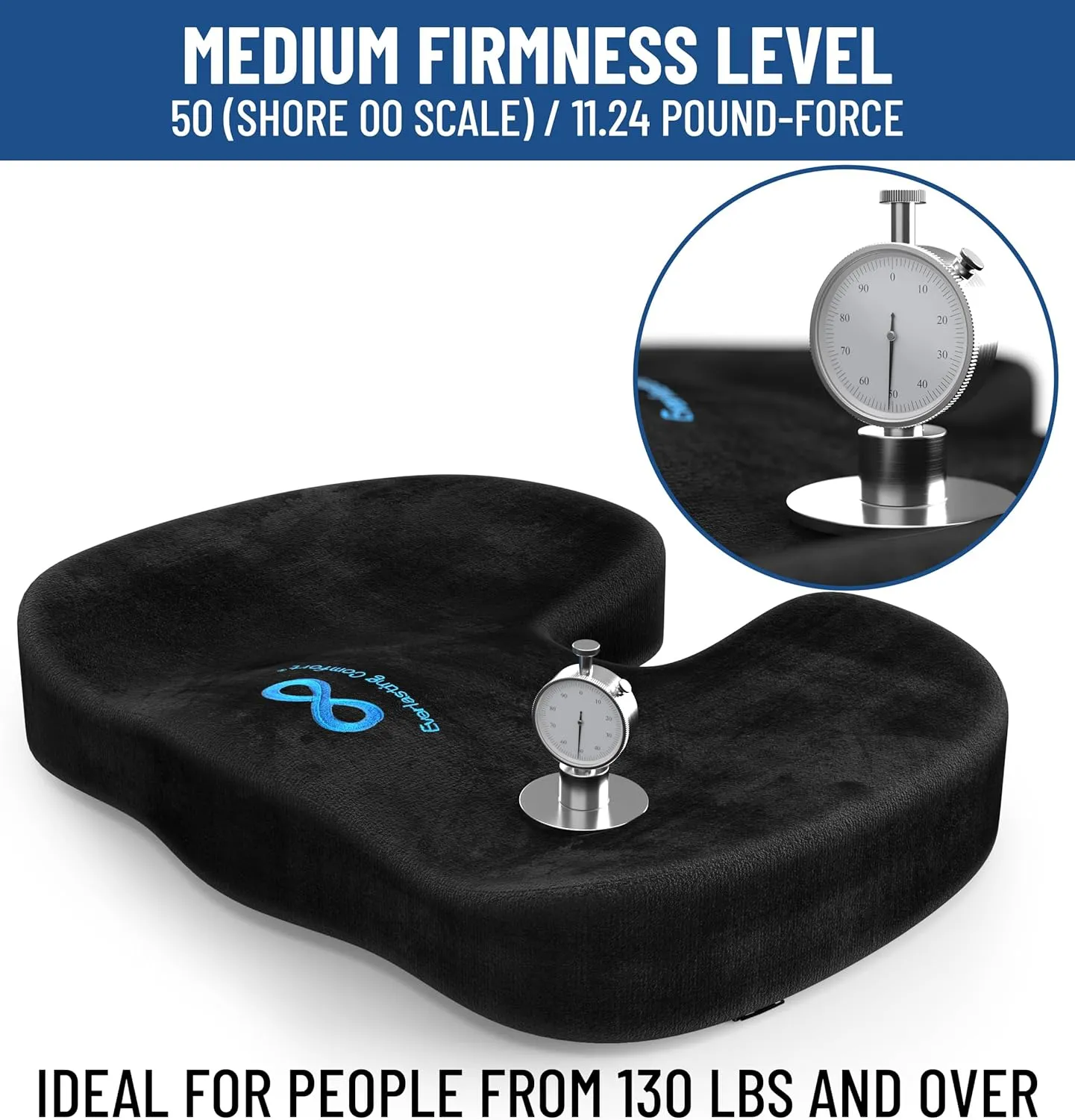 Everlasting Comfort Doctor Recommended Memory Foam Seat Cushion for Office Chairs & Car Seat - Ergonomic Office Desk Accessories for Tailbone Pain Relief, Sciatica & Back Support