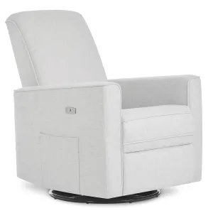 Evolur Harlow Deluxe Upholstered Plush Seating Glider Swivel, Power Recliner with USB Port, Greenguard Gold Certified, Glider Chair for Nursery in Fog Grey