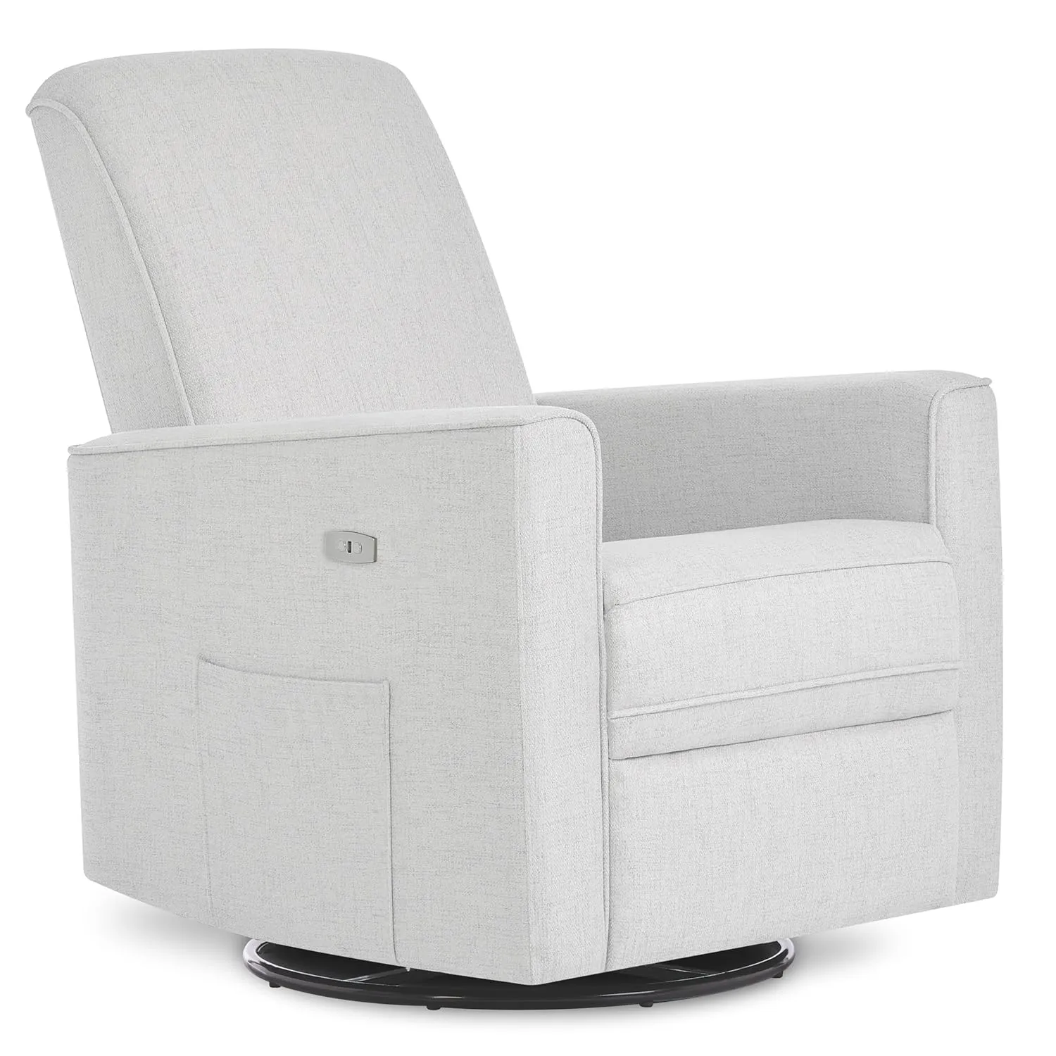 Evolur Harlow Deluxe Upholstered Plush Seating Glider Swivel, Power Recliner with USB Port, Greenguard Gold Certified, Glider Chair for Nursery in Fog Grey