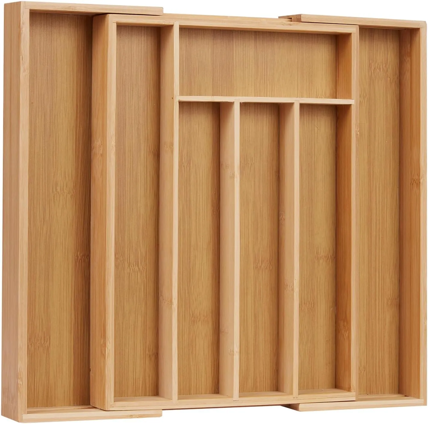 Expandable Silverware Organizer Utensil Drawer Organizer,14 Inch Silverware Tray for Kitchen Drawer,Bamboo Flatware Tableware Cultery Caddy Tray Home Essentials Utensils Holder，15"D x 14"W x 2"H