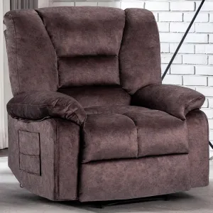 Fabric Lazy Boy Recliner Chair for Bedroom, Manual Reclining Chairs for Adults，Brown Recliner Chair with Adjustable Backrest & Foootrest/Overstuffed Cushion, Havy Duty (Brown)