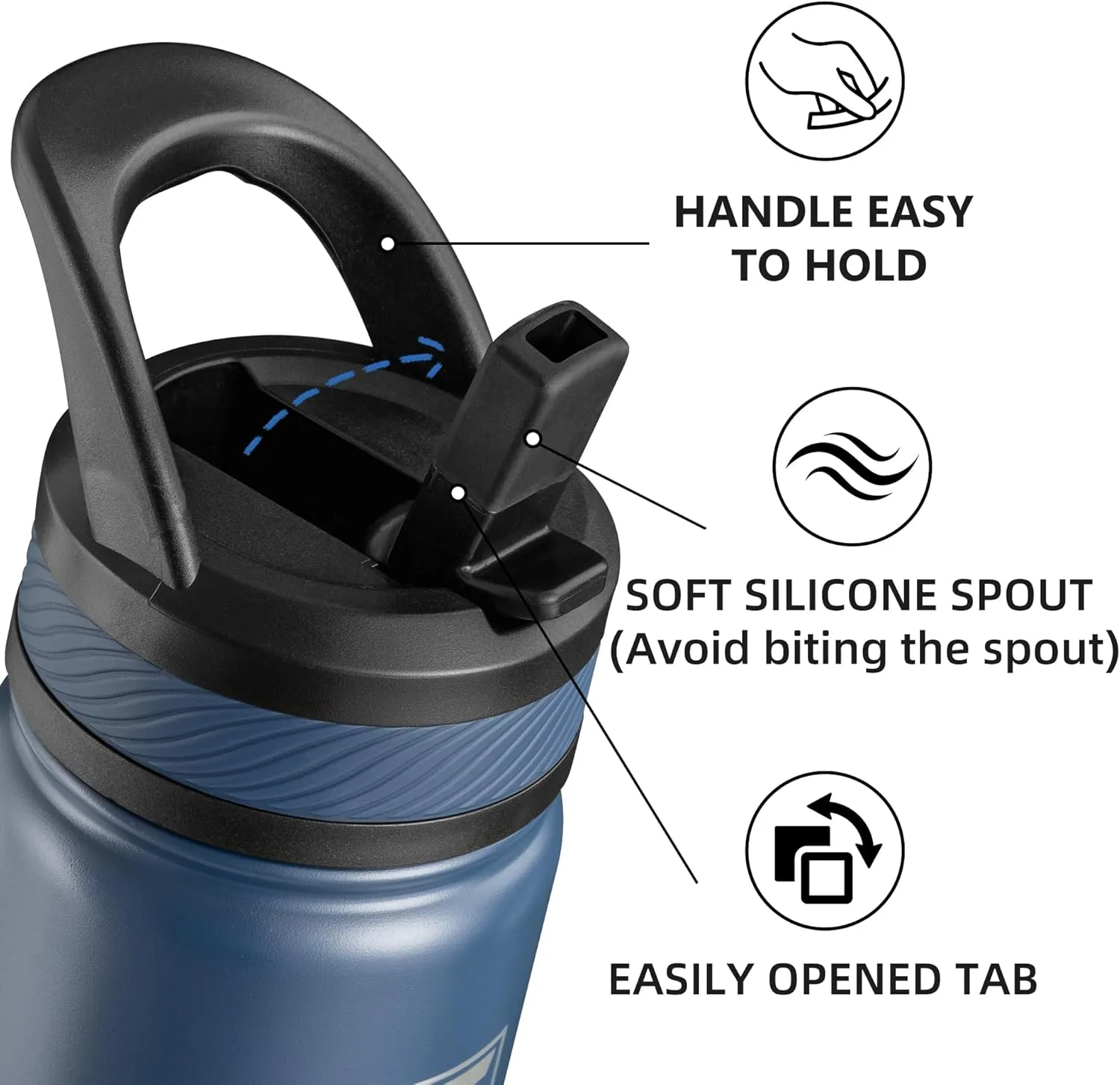 Fanhaw 18 Oz Kids Insulated Water Bottle with Straw Lid – Stainless Steel Double Wall Vacuum, Leak-Proof, BPA-Free Water Bottles for School Boys & Girls(Navy Blue)