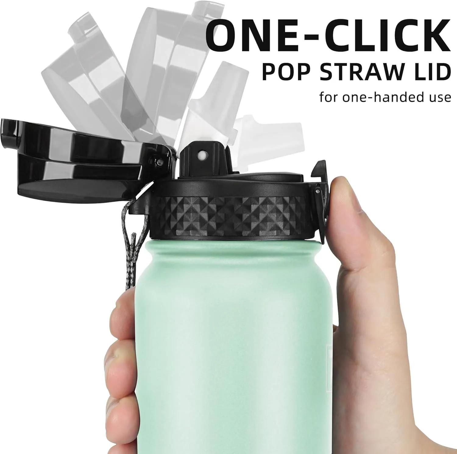 Fanhaw 20 Oz Stainless Steel Insulated Sports Water Bottles with Straw for Kids, Men and Women (Green Pink)