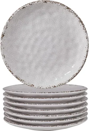 Farmhouse Melamine 6 Inch Appetizer plate, Small Serving Dinnerware/Snack/Party/Kitchen/Dinner/Dessert Plates, Set of 8, White
