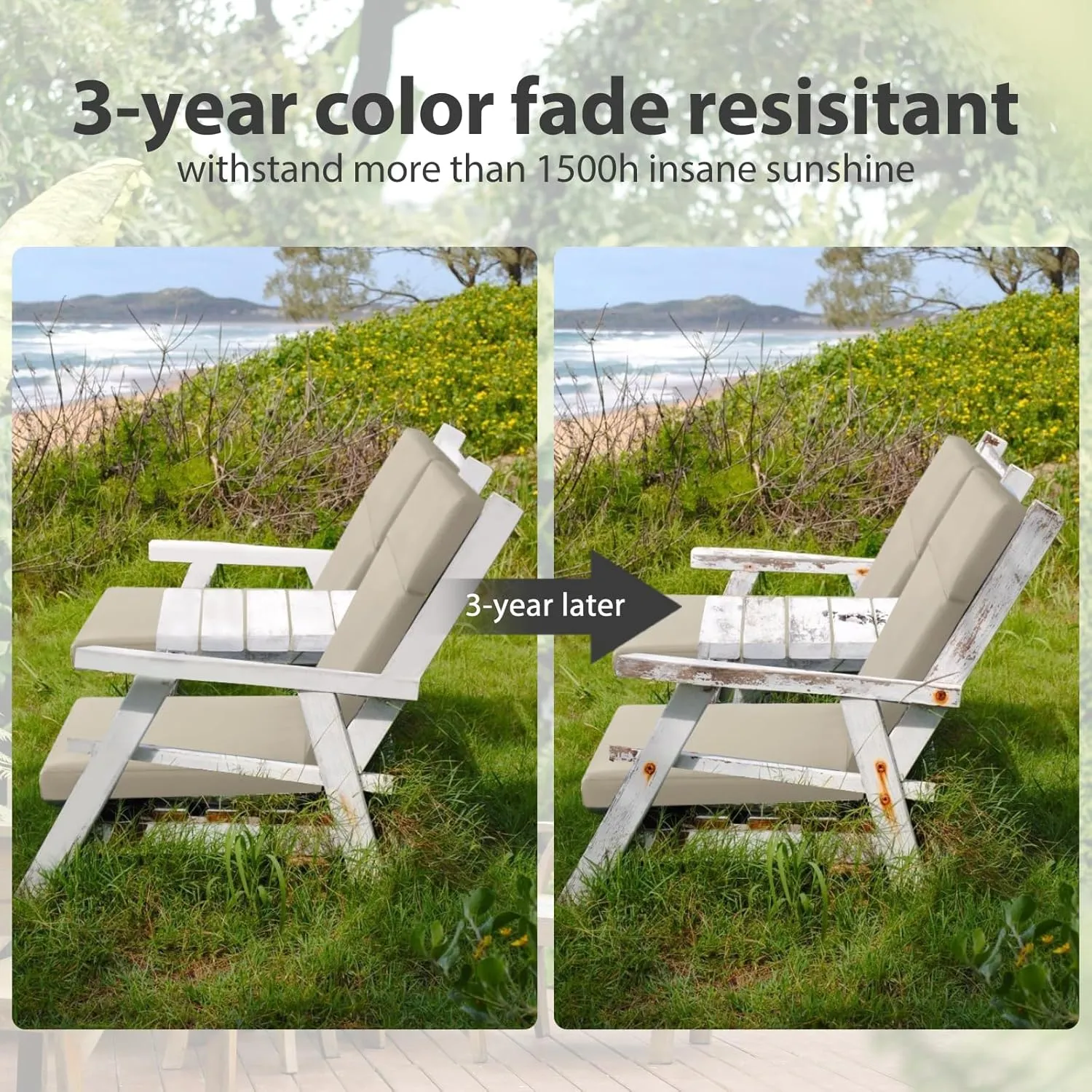 Favoyard Outdoor Chair Cushion 21 x 20 x 2 Inch Waterproof & Color Fade Resistant High Back Patio Furniture Cushion Replacement with Removable Cover, Ties and Hidden Zipper for Outdoor Dining Chairs