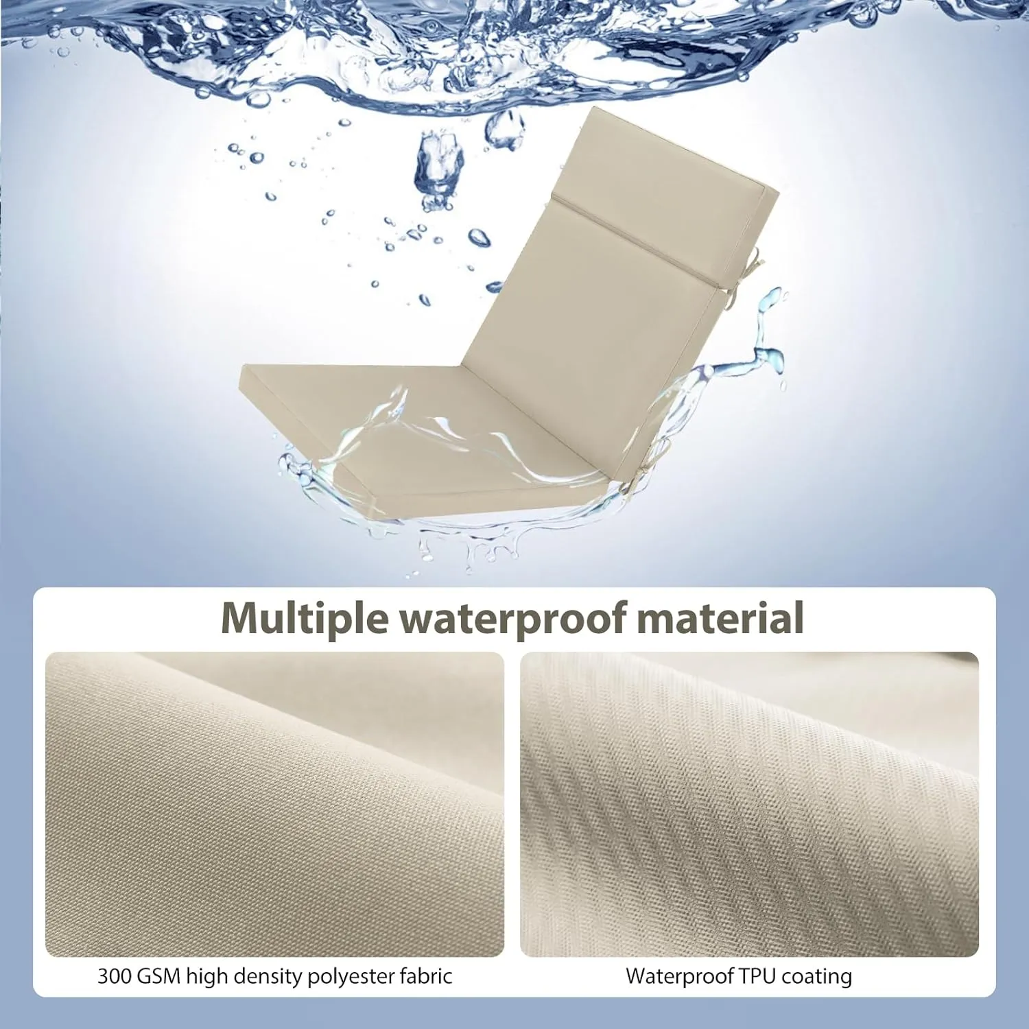 Favoyard Outdoor Chair Cushion 21 x 20 x 2 Inch Waterproof & Color Fade Resistant High Back Patio Furniture Cushion Replacement with Removable Cover, Ties and Hidden Zipper for Outdoor Dining Chairs