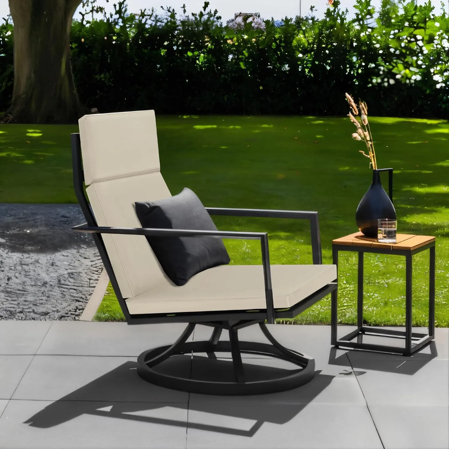 Favoyard Outdoor Chair Cushion 21 x 20 x 2 Inch Waterproof & Color Fade Resistant High Back Patio Furniture Cushion Replacement with Removable Cover, Ties and Hidden Zipper for Outdoor Dining Chairs