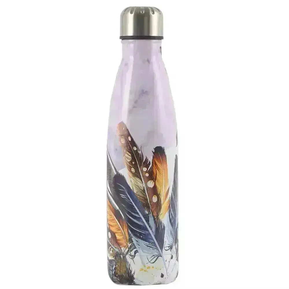 Feather Print Cola Metal Water Bottle (500 ml)