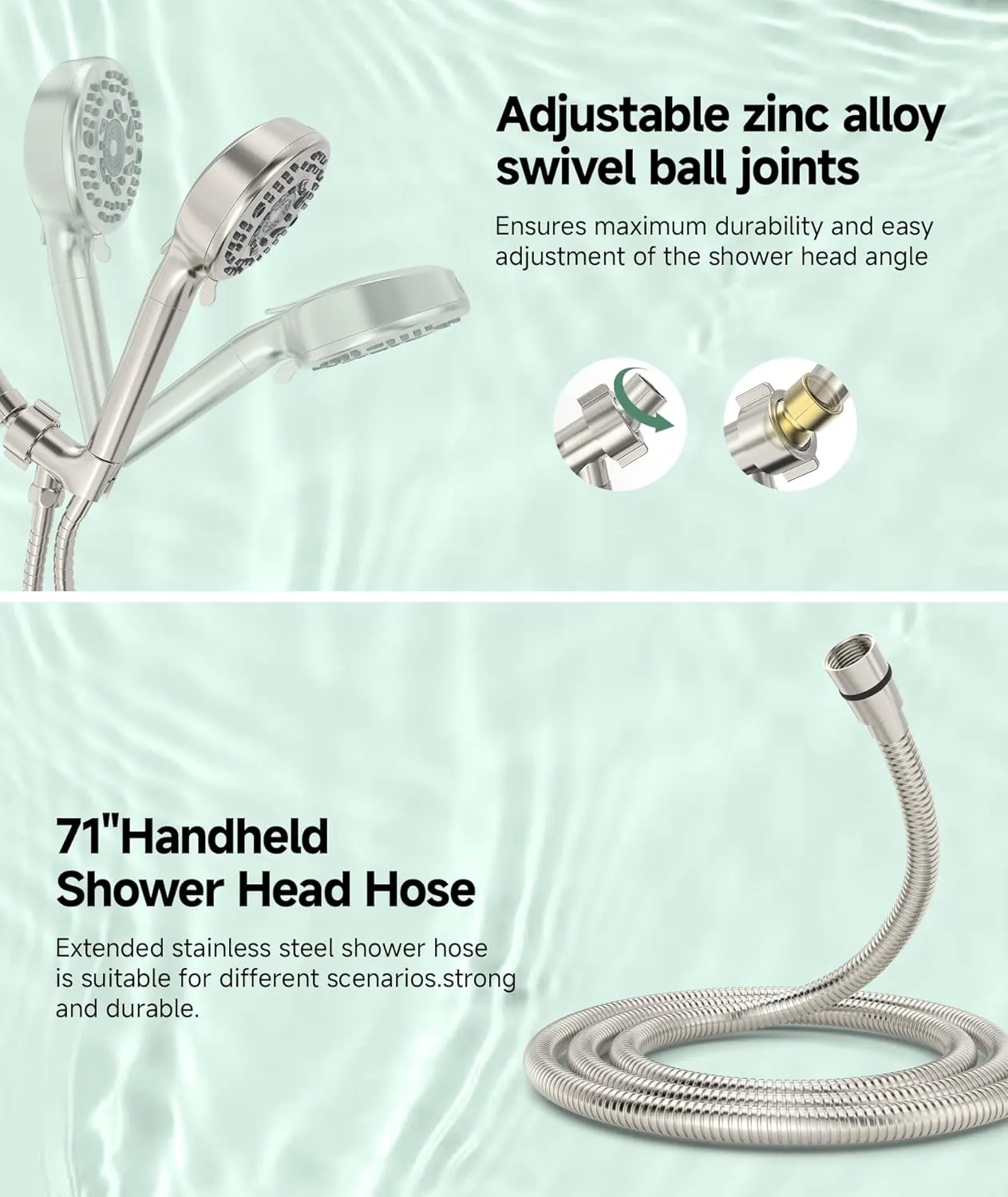Filtered Shower Head with Handheld, 9-Spray Mode High Pressure Detachable Shower Head with Filters for Hard Water - Remove Chlorine Brushed