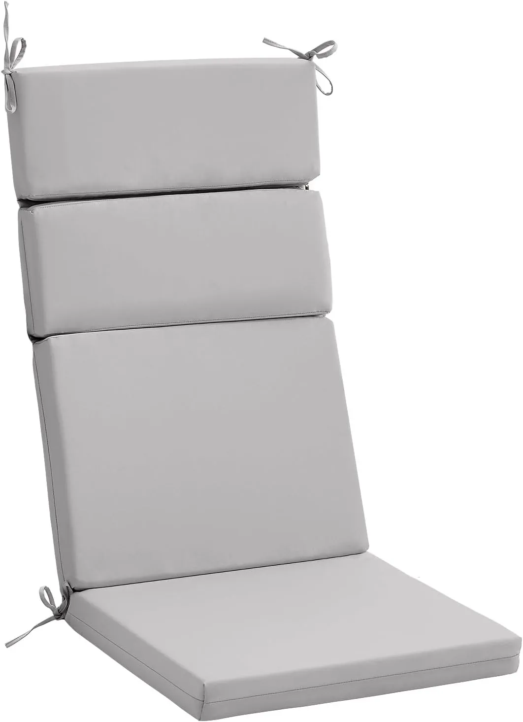 FILUXE Indoor/Outdoor One Piece High Back Chair Seat/Back Patio Cushion with Ties, 45.5" x 20",Fade-Resistant & Seasonal All Weather Replacement, Gray