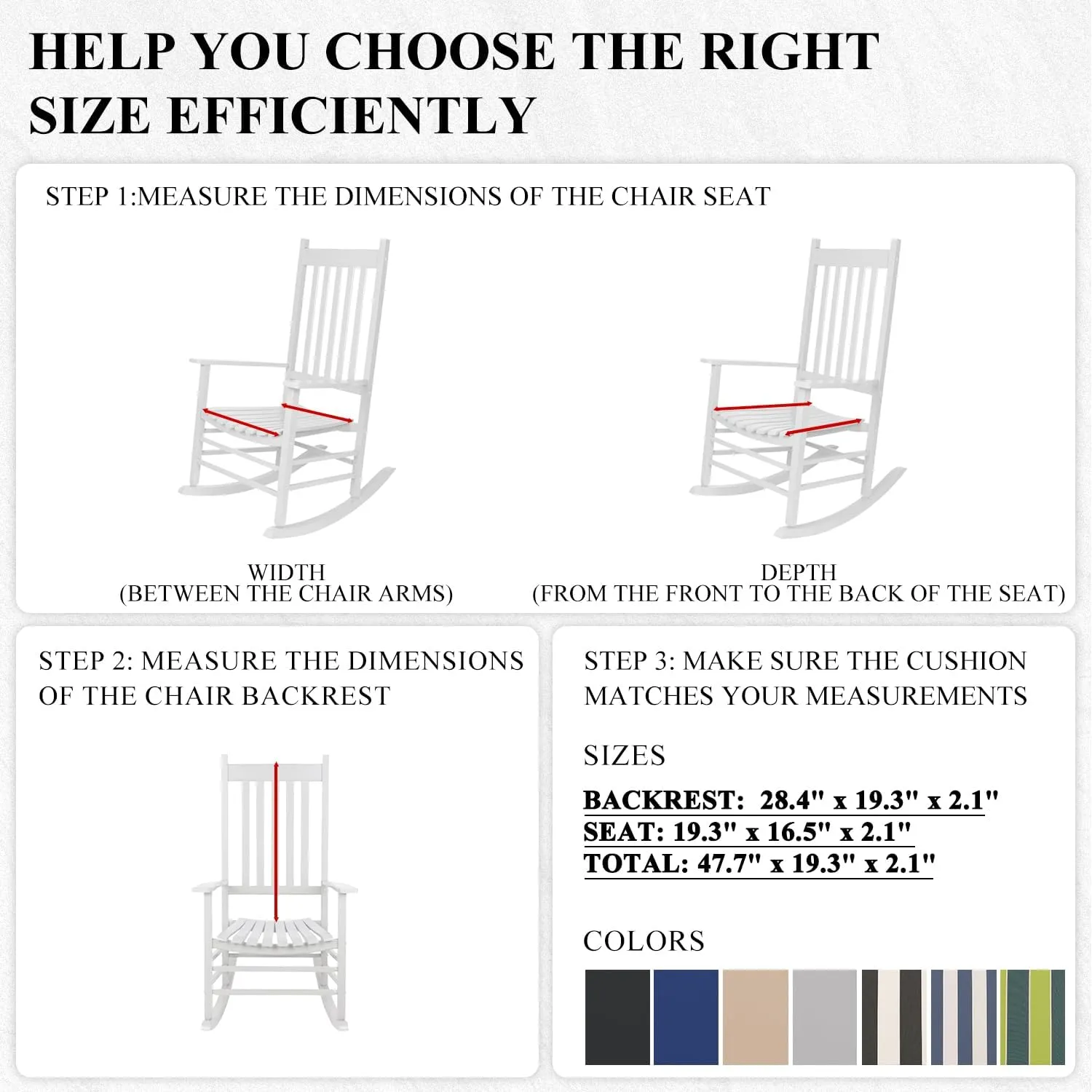 FILUXE Indoor/Outdoor One Piece High Back Chair Seat/Back Patio Cushion with Ties, 45.5" x 20",Fade-Resistant & Seasonal All Weather Replacement, Gray