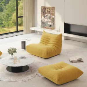 Fireside Chair Corner Bean Bag Chair for Adults, Modern Corduroy Fabric Caterpillar Sofa Couch, Lazy Floor Sofa Armless Foam Sofa Lounger Tatami Recliner Sofa for Living Room Bedroom Dorm Office