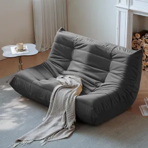 Fireside Loveseat Couch, Modern Suede Fabric Bean Bag Chair, Premium Microfiber Sofas Couch, Corner Floor Sofa, Lazy Chairs Sofa for Living Room/Bedroom/Salon/Office, Dark Gray