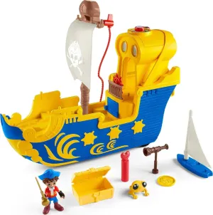Fisher-Price Preschool Toy Santiago of the Seas Lights & Sounds El Bravo Pirate Ship Playset for Pretend Play Kids Ages 3  Years