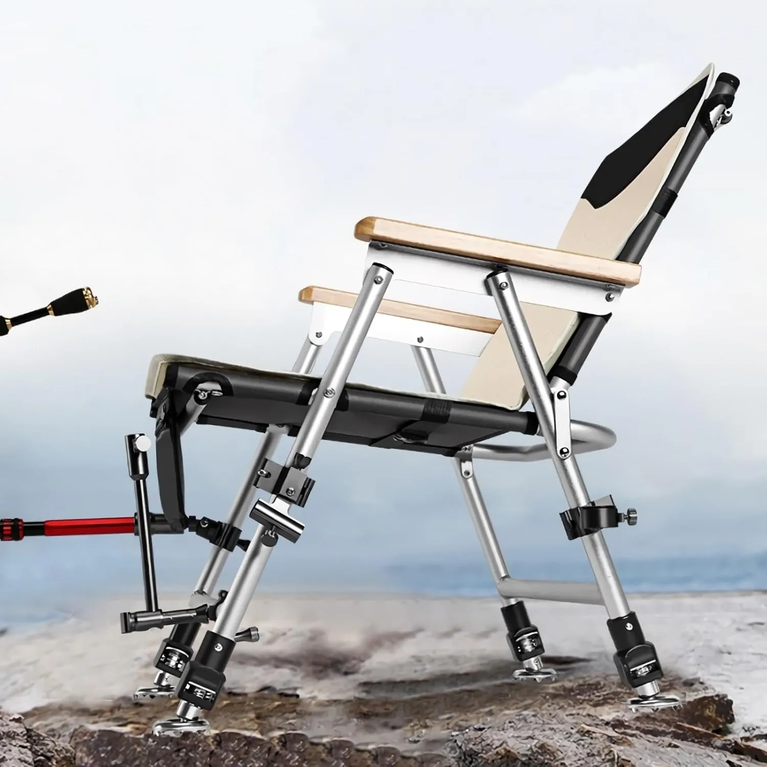 Fishing Chair Folding Recliner Chair Portable Lightweight Reclining Fishing Chair Removable Cushion Camping Chair Camping Chairs (Color : A)
