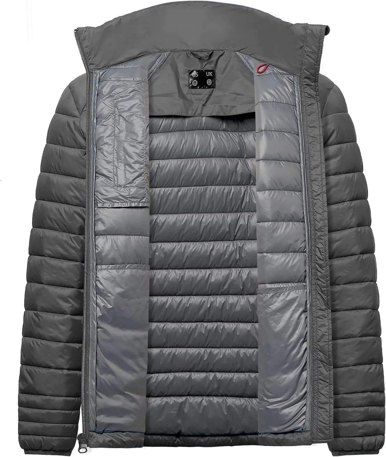 fit space Men's Insulated Synthetic Down Puffer Jacket Winter Warm Coat Quilted Water Resistant Packable Hiking Camping