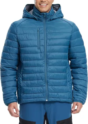 fit space Men's Insulated Synthetic Down Puffer Jacket Winter Warm Coat Quilted Water Resistant Packable Hiking Camping
