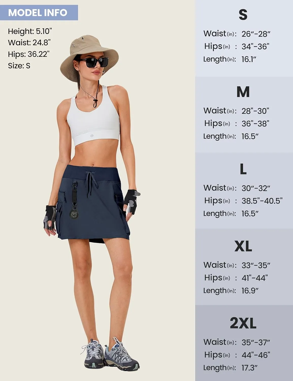 FitsT4 Sports Women's Hiking Cargo Skorts High Waisted Dressy Casual Skirts with Zipper Pockets