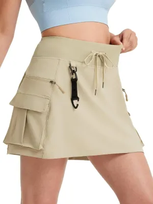 FitsT4 Sports Women's Hiking Cargo Skorts High Waisted Dressy Casual Skirts with Zipper Pockets