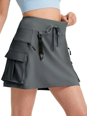 FitsT4 Sports Women's Hiking Cargo Skorts High Waisted Dressy Casual Skirts with Zipper Pockets