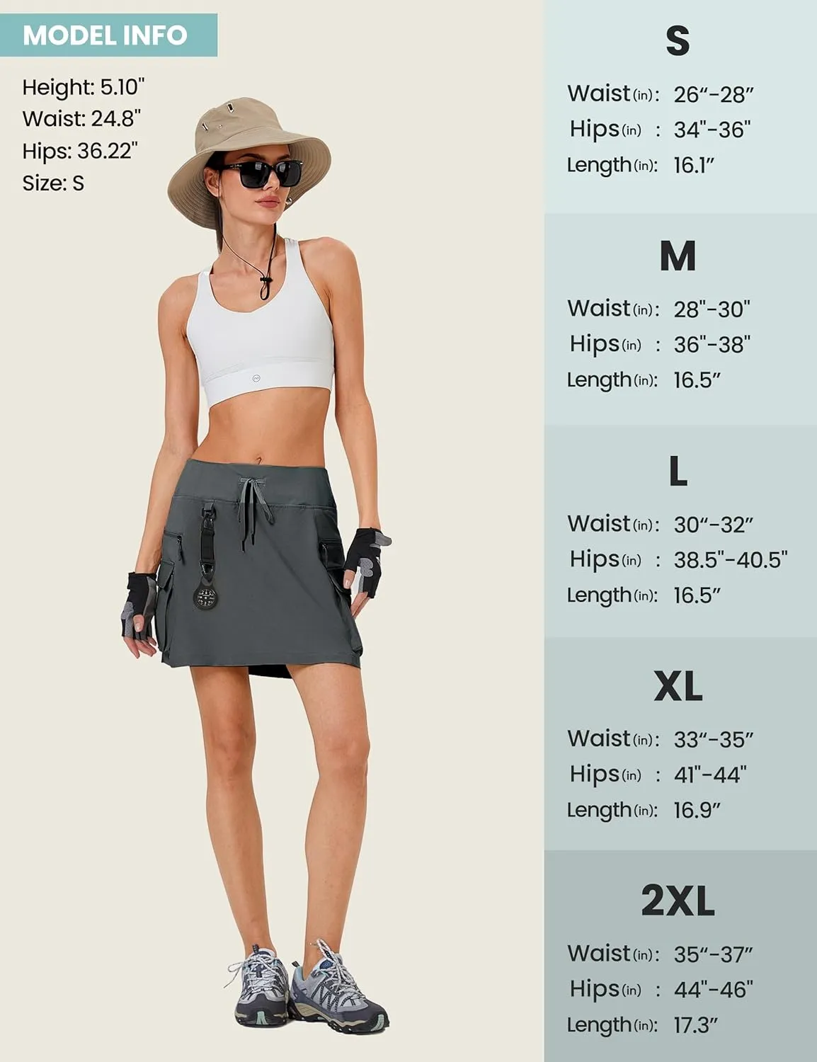 FitsT4 Sports Women's Hiking Cargo Skorts High Waisted Dressy Casual Skirts with Zipper Pockets