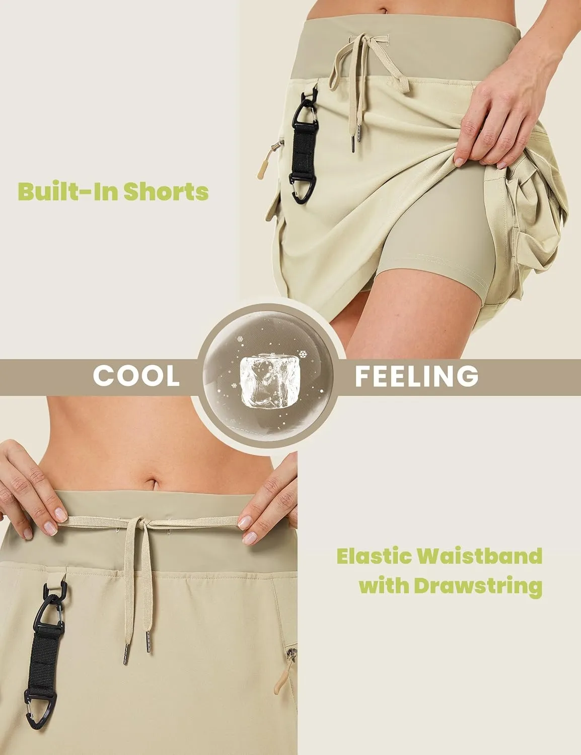 FitsT4 Sports Women's Hiking Cargo Skorts High Waisted Dressy Casual Skirts with Zipper Pockets
